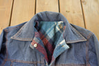 Vintage 1970s Plaid Lined Denim Shacket Men's Medium