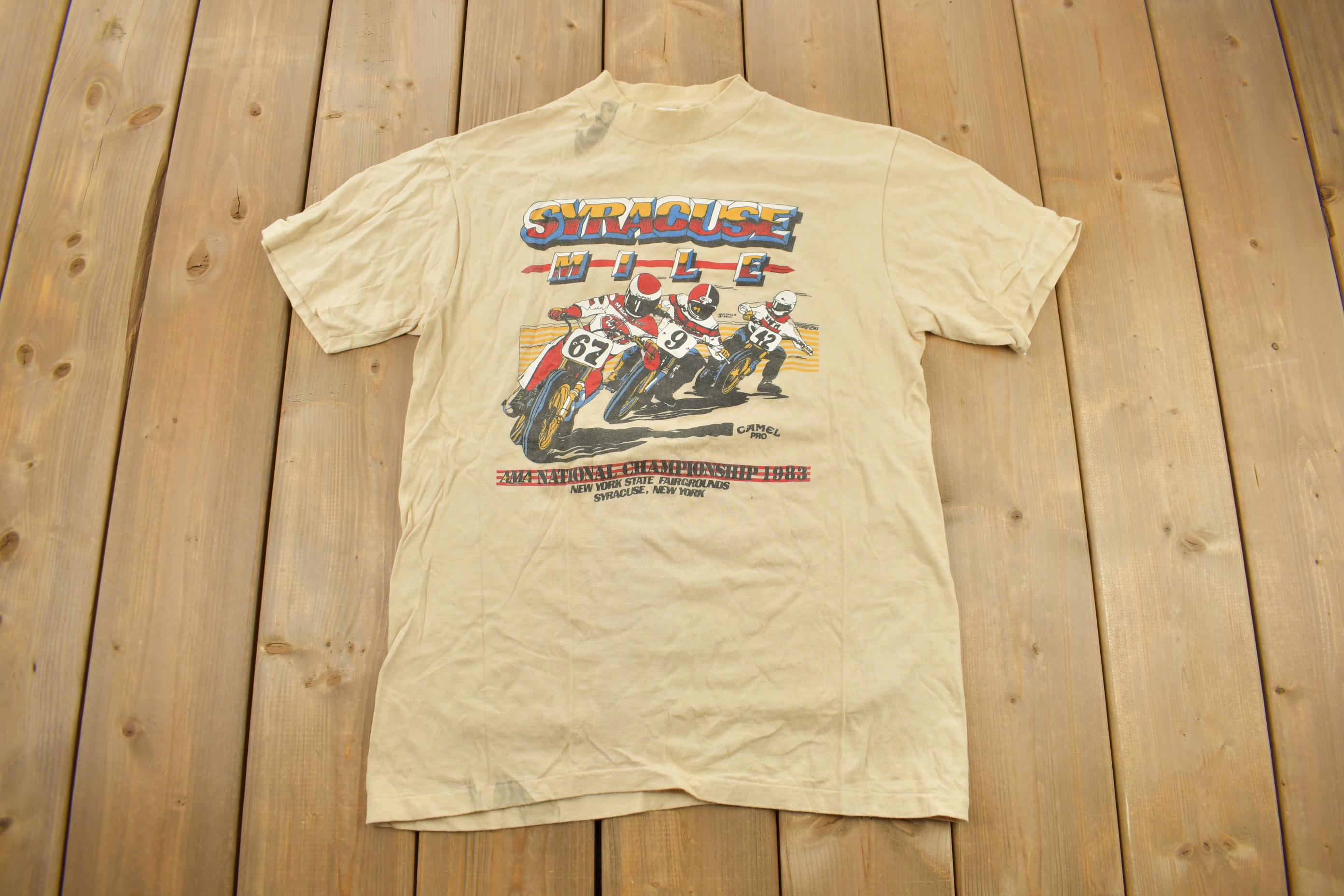 Vintage 1983 Syracuse Mile Road Bike Racing Graphic T Shirt