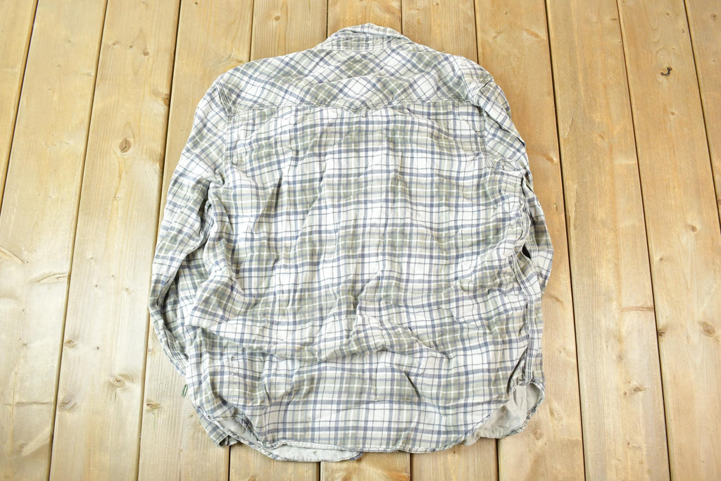Vintage Y2K Carhartt FR Western Style Plaid Cat 2 Button Up Shirt Men's Large