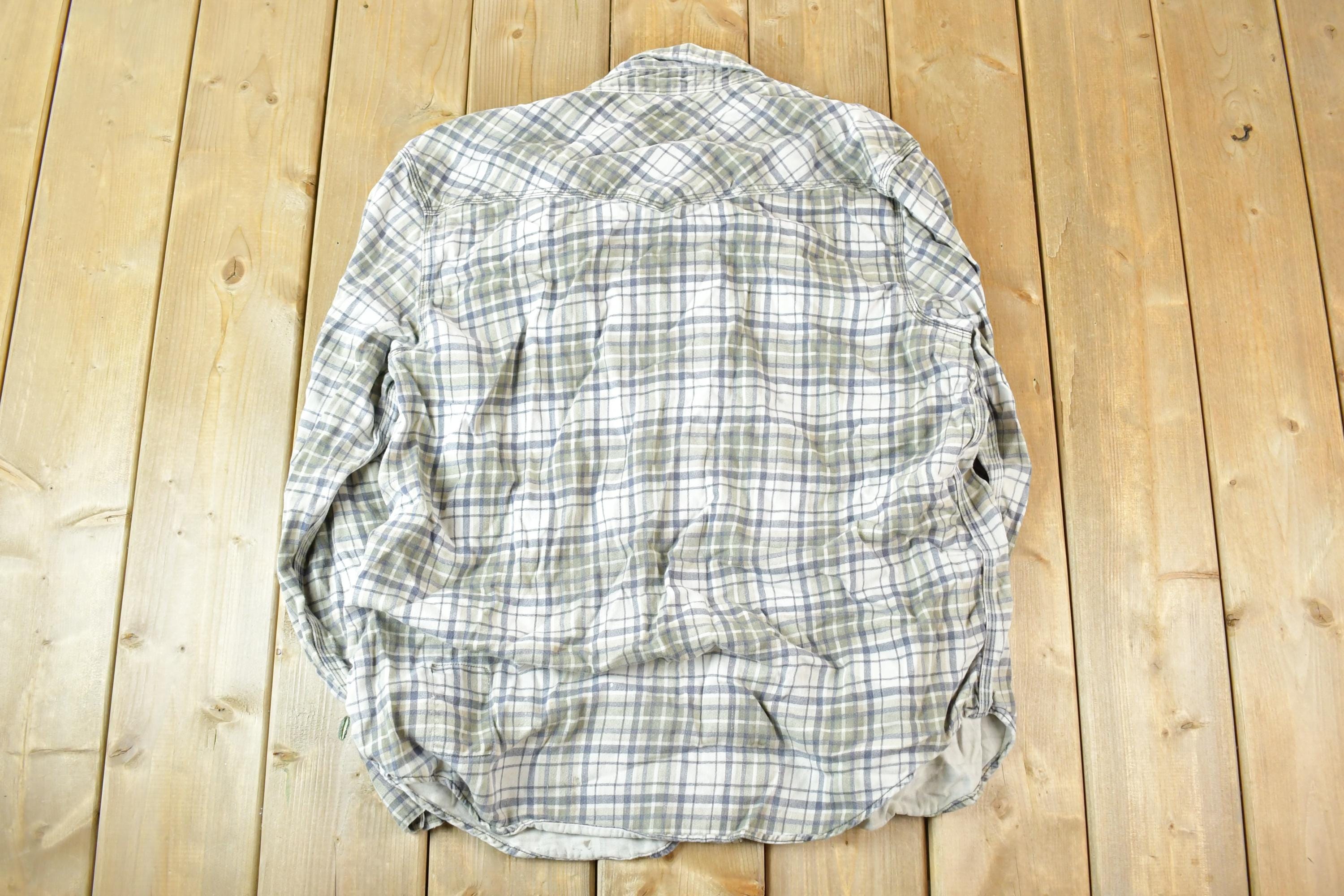 Vintage Y2K Carhartt FR Western Style Plaid Cat 2 Button Up Shirt Men's Large