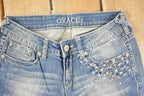 Vintage Deadstock Y2K Grace In LA Bedazzled Bootcut Low Rise Jeans Women's Size 26 x 31