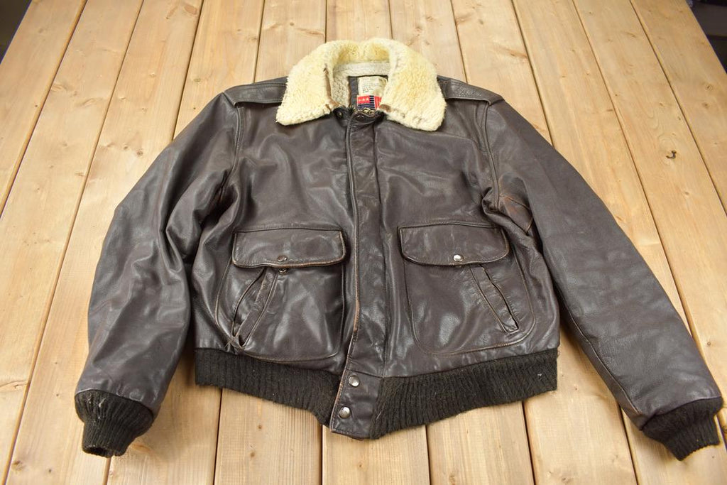 Vintage 1980s Leather Men's Flyer's Jacket Made In USA