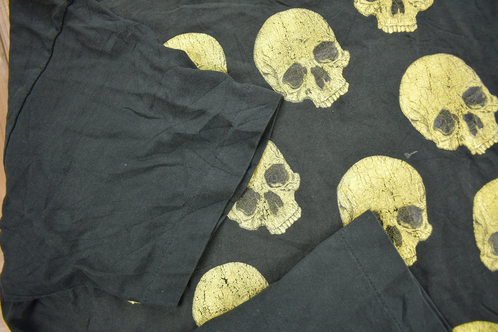 Vintage 1990s Skull Theme All Over Print Single Stitch T-Shirt