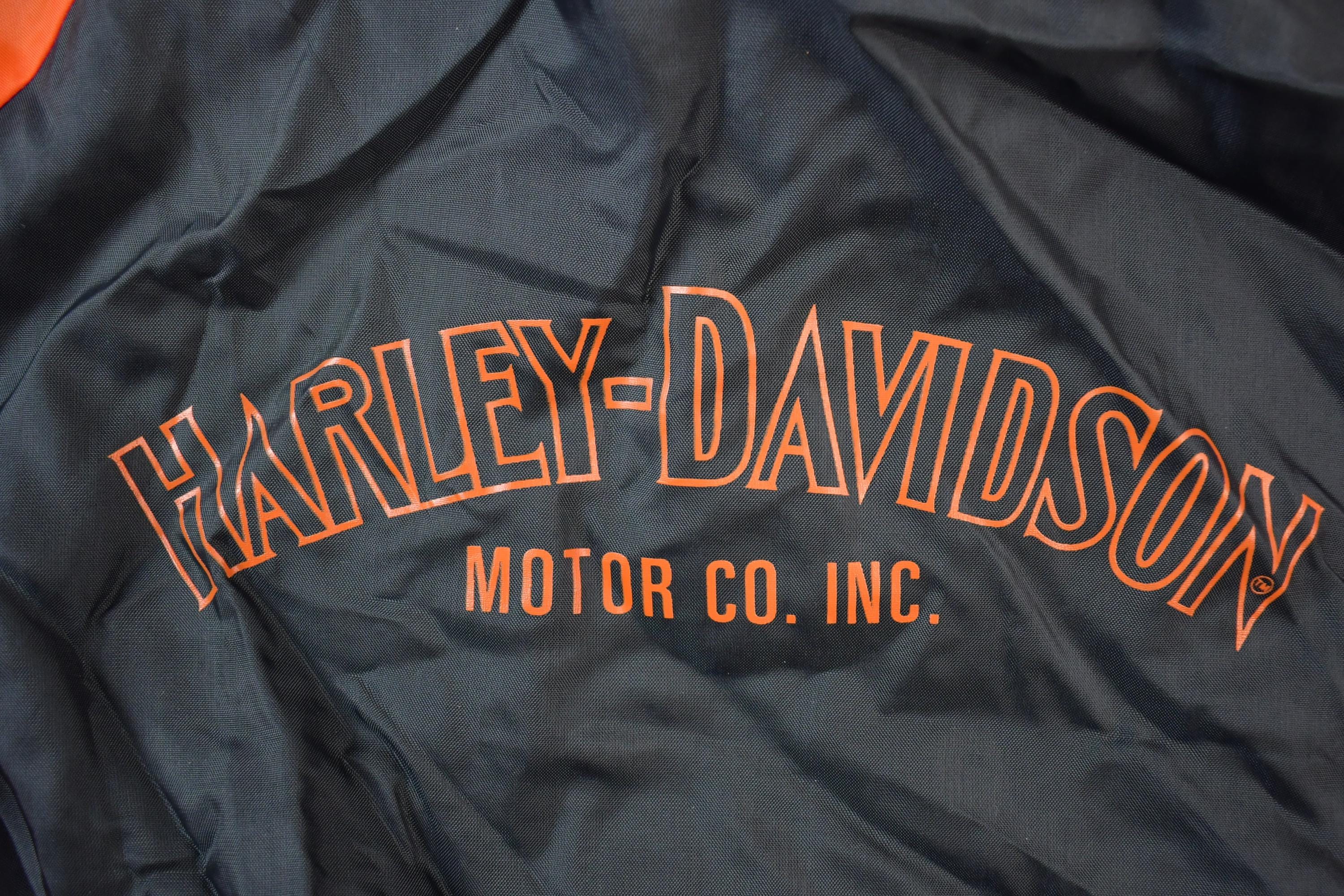 Vintage 1990s Harley Davidson Embroidered Motorcycle Satin Nylon Bomber Jacket