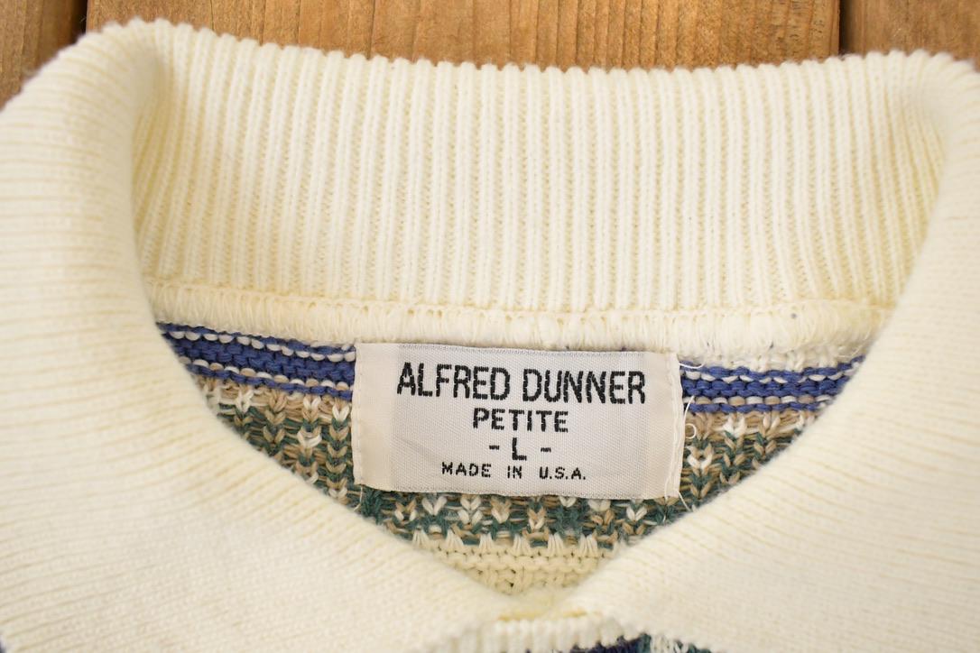 Vintage 1990s Alfred Dunner Petite Knit Collared Sweater Women's L / Made In USA / 90s Knitted Sweatshirt / Vintage Preppy Knits