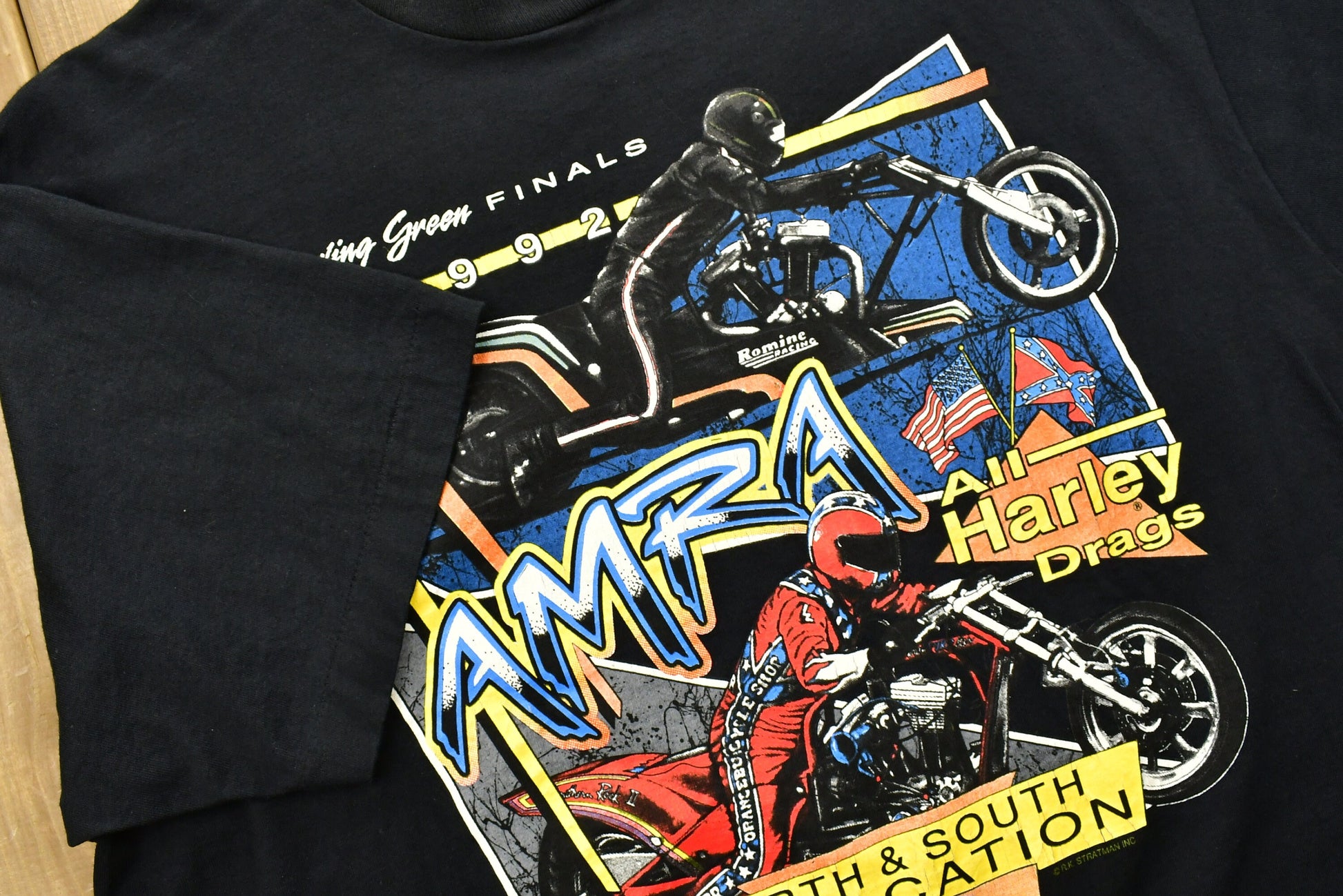 Vintage 1992 Harley Davidson Motorcycles Amra Harley Drags T-Shirt