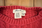 Vintage 1990s Eddie Bauer Red 3D Cable Knit Crewneck Sweater  Vintage 90s Crewneck  Abstract Patterns  Streetwear  Made In USA