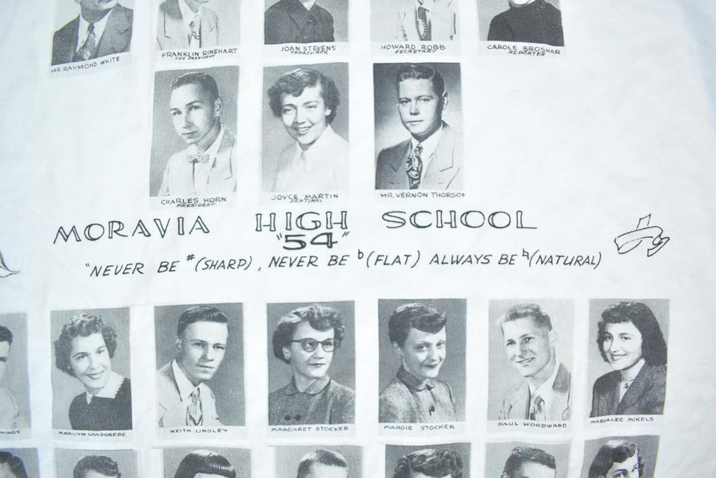 Vintage 1990s Class Of 1954 Moravia High School Souvenir T-Shirt