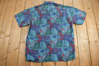 Vintage 1990s Abstract Pattern Canary Island Collection Short Sleeve Button Up Shirt