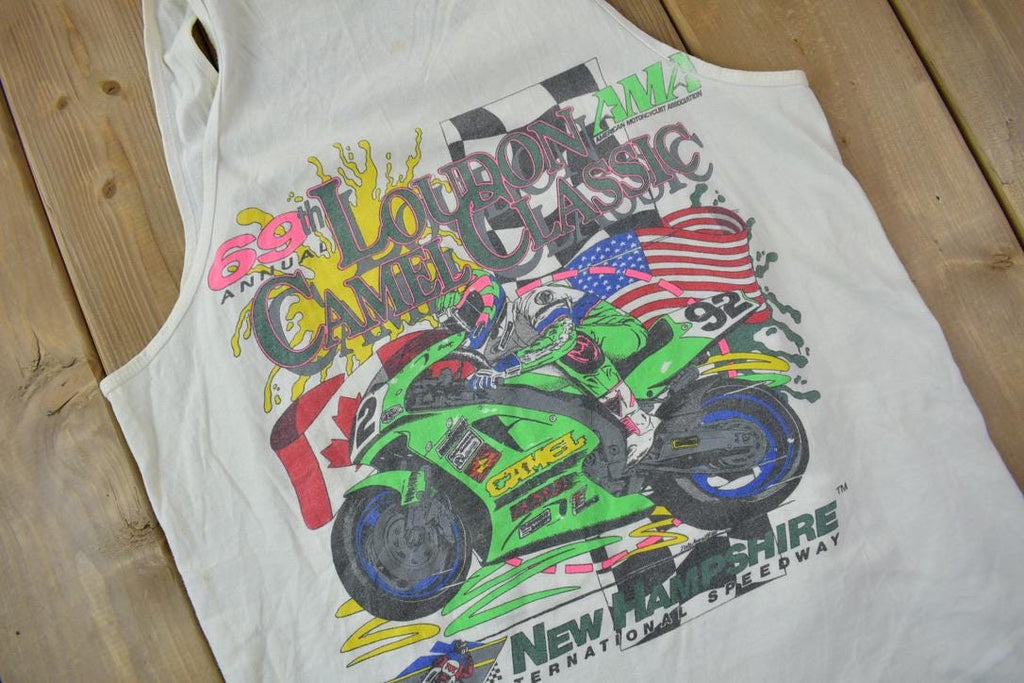 Vintage 1990s Loudon Camel Classic New Hampshire International Speedway Racing Graphic T-Shirt Made In USA