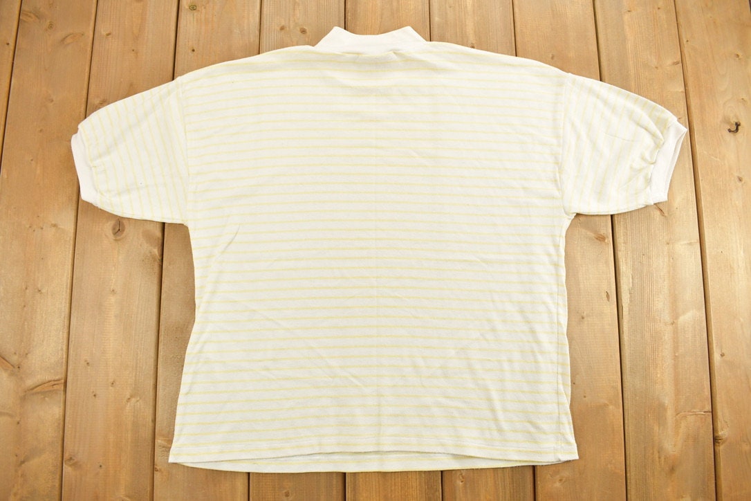 Vintage 1990s Striped Mock Neck T Shirt