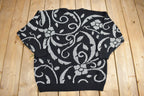 Vintage 1990s Floral Knit Crewneck Sweater