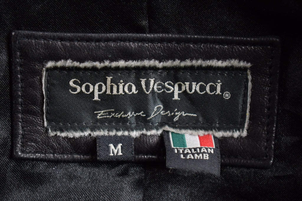 Vintage 1990s Sophia Vespucci Black Leather Trench Coat