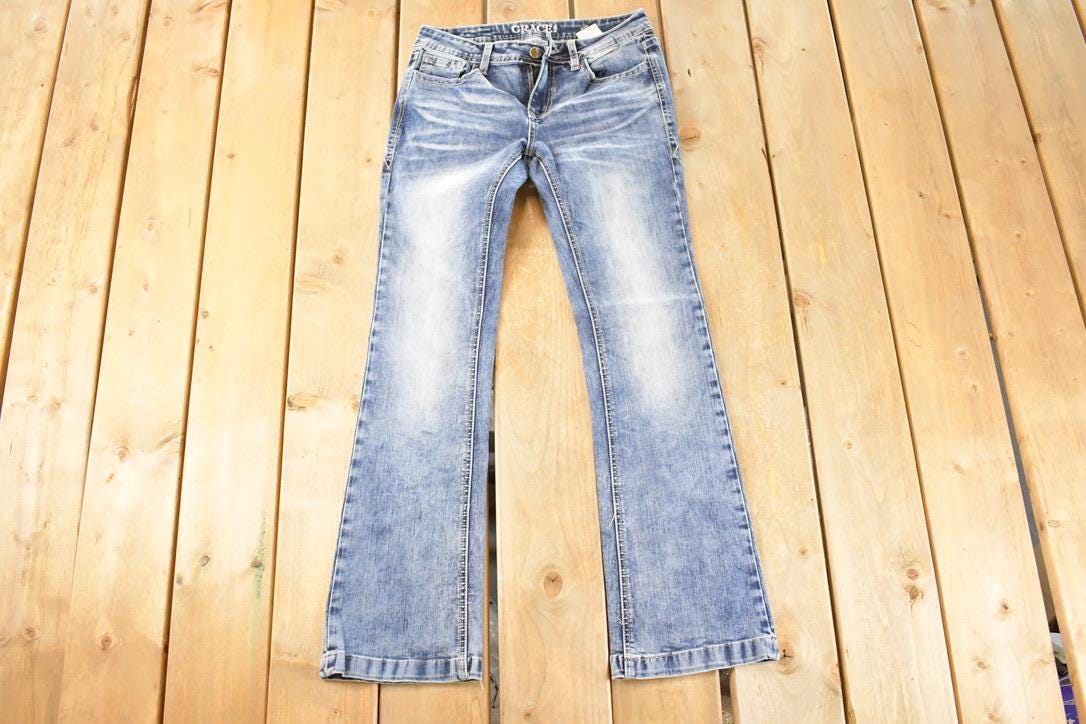 Vintage Deadstock Y2K Grace In LA Bedazzled Bootcut Low Rise Jeans Women's Size 26 x 29