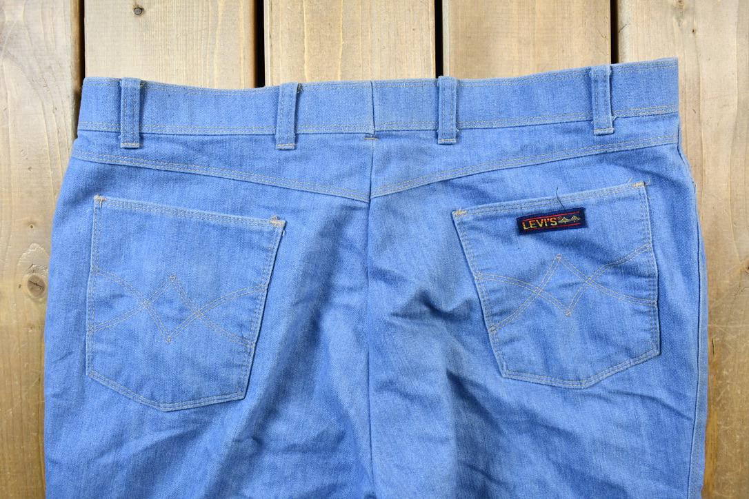 Vintage 1970s Levis Action Slacks Blue Trousers Size 35 x 30