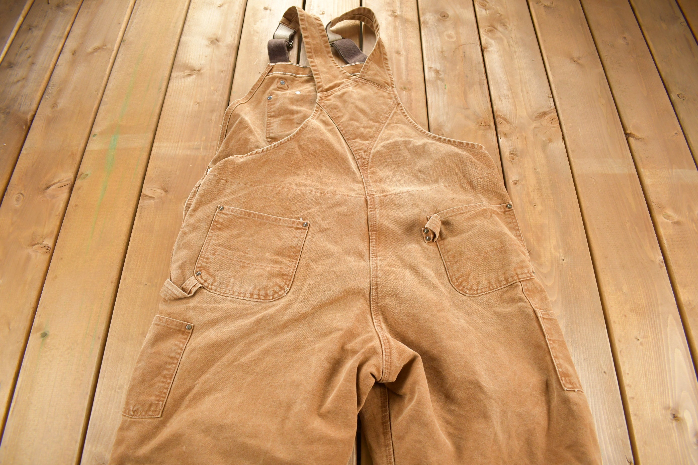 Vintage 1990s Carhartt Double Knee Quilted Canvas Overalls Size 45 x 30