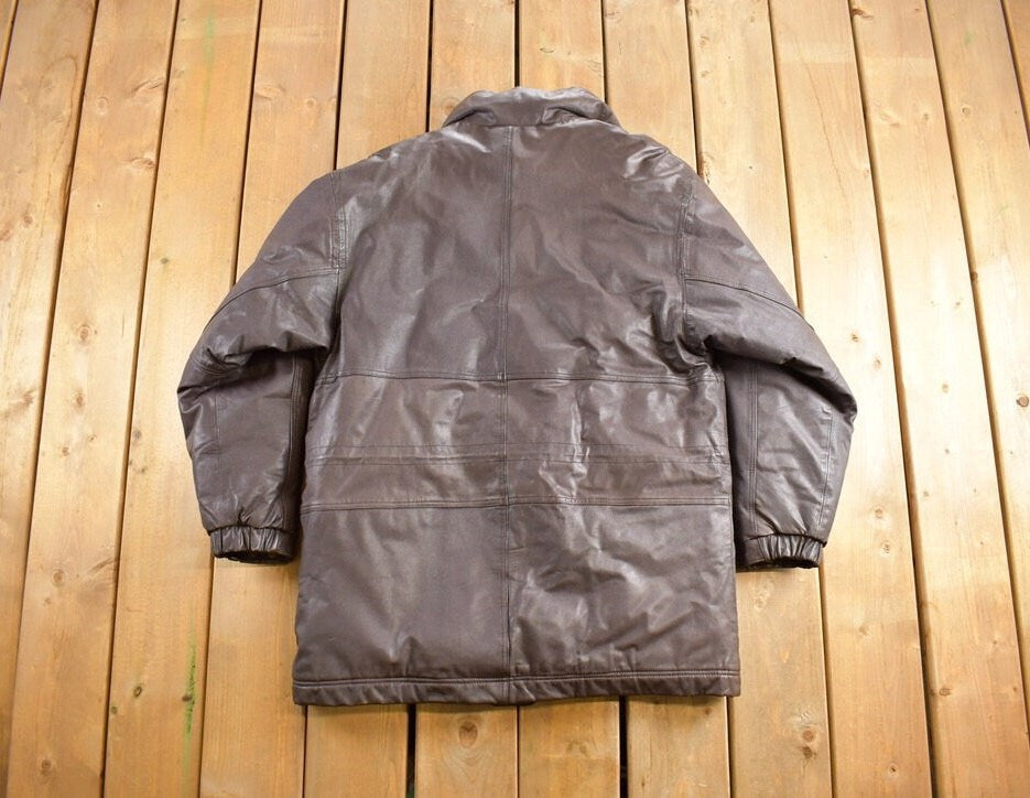 Vintage 1990s Eddie Bauer Genuine Leather Puffer Jacket
