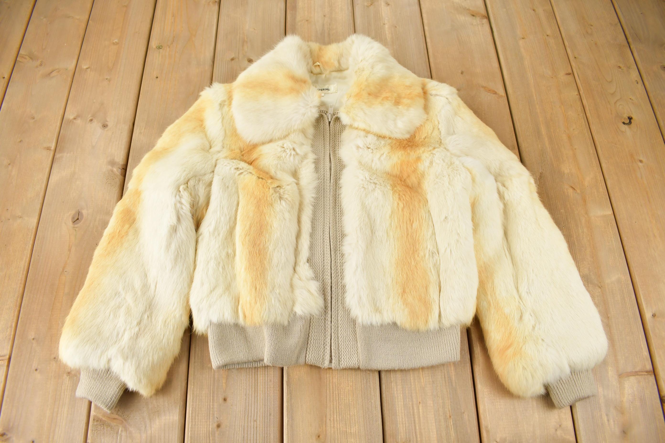 Vintage 1980s Imperial Rabbit Fur Coat Size Small