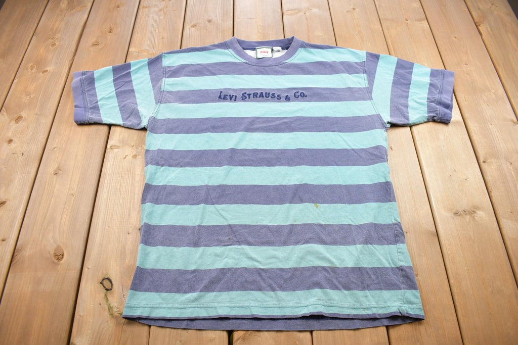 Vintage 1990s Levi Straus Striped Graphic T Shirt