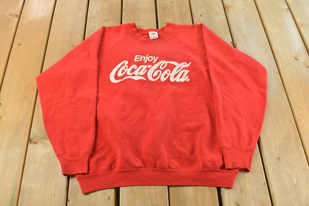 Vintage 1990s Coca Cola Art Graphic Raglan Crewneck Sweatshirt Men's M