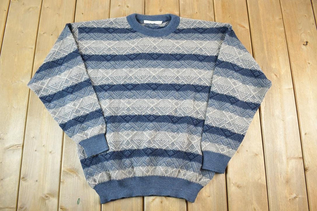 Vintage 1990s Robert Stock Knit Abstract Pattern Crewneck Sweater