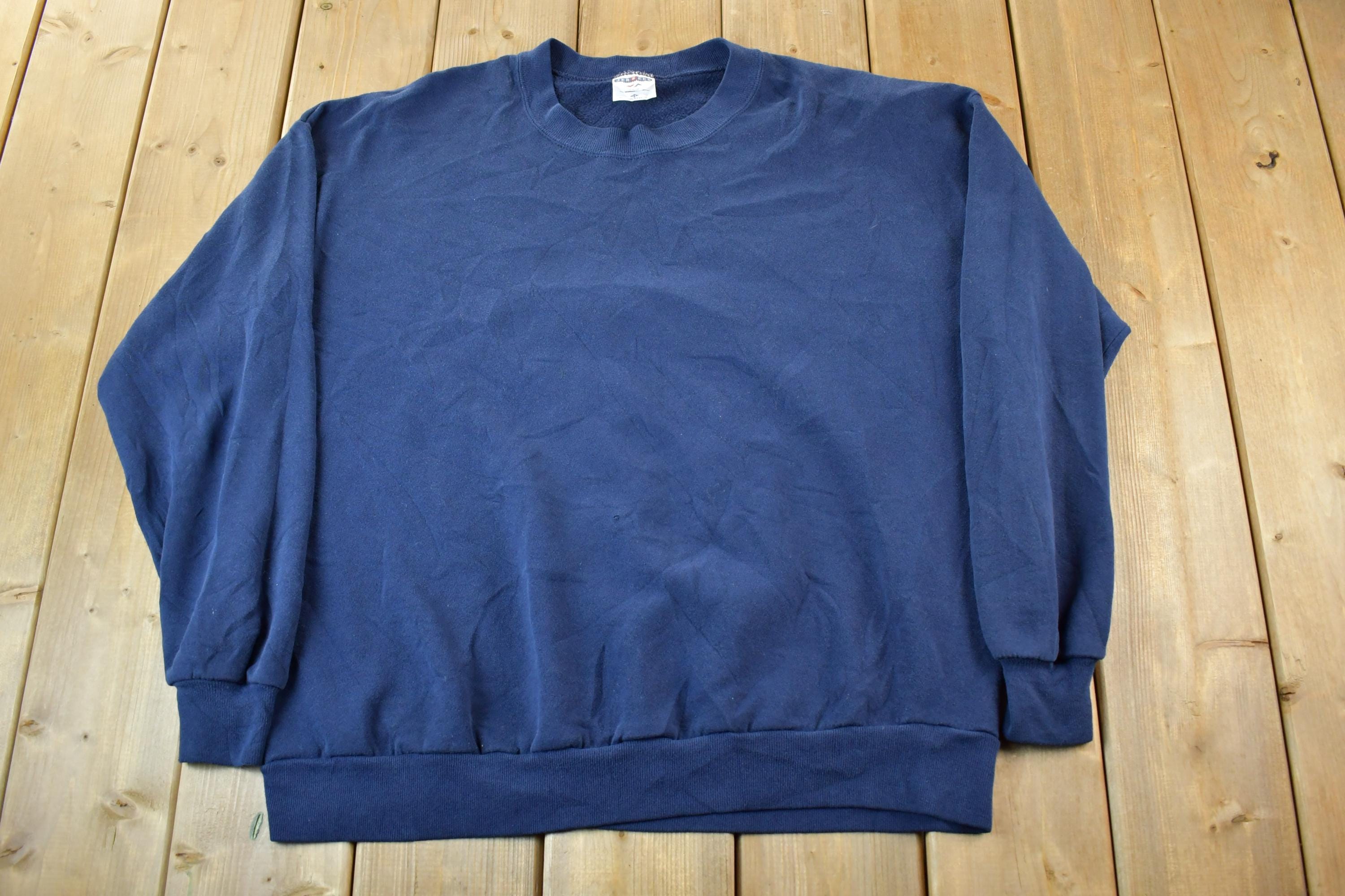 Vintage 1990s Jerzees Blank Blue Crewneck Sweatshirt Men's 2XL