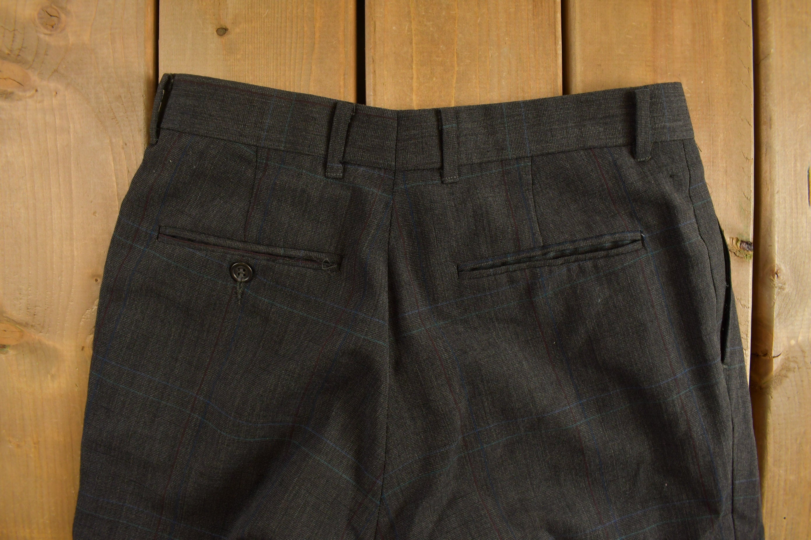 Vintage 1980s Levi's Pleated Plaid Pants Size 29 x 28
