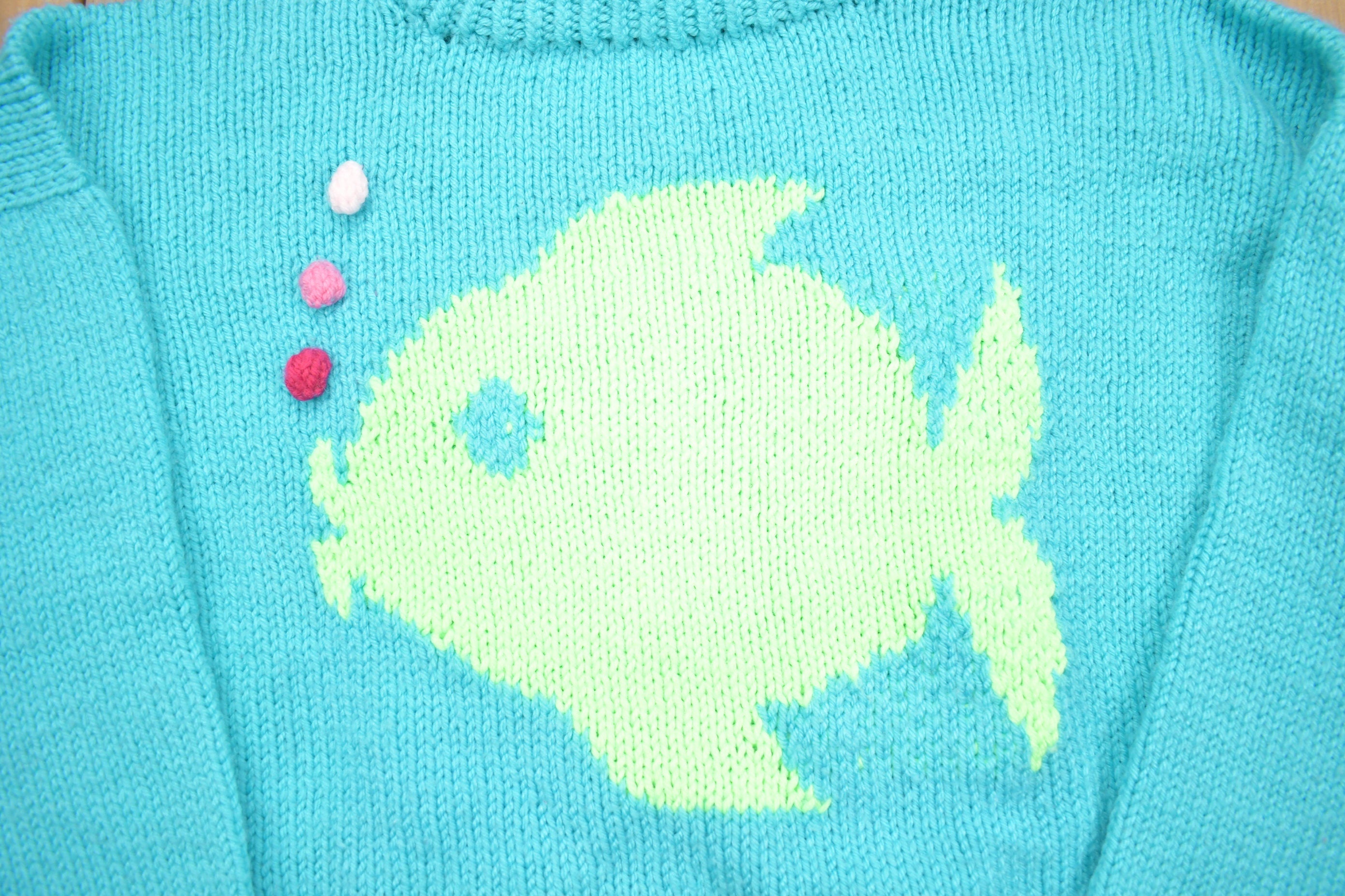 Vintage 1990s Cute Fish Knitted Crewneck Sweater