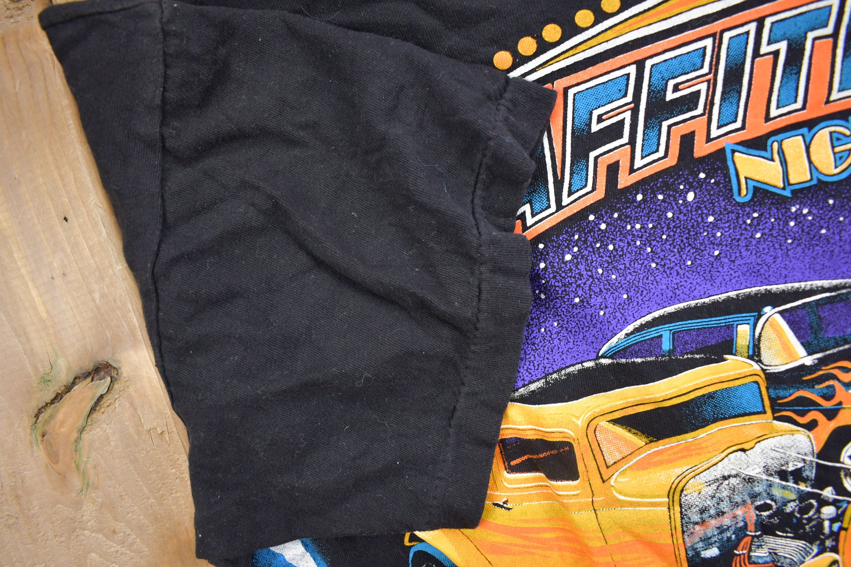 Vintage 1990s American Spirit Graffiti Nights Classic Cars & Lightning Graphic T Shirt