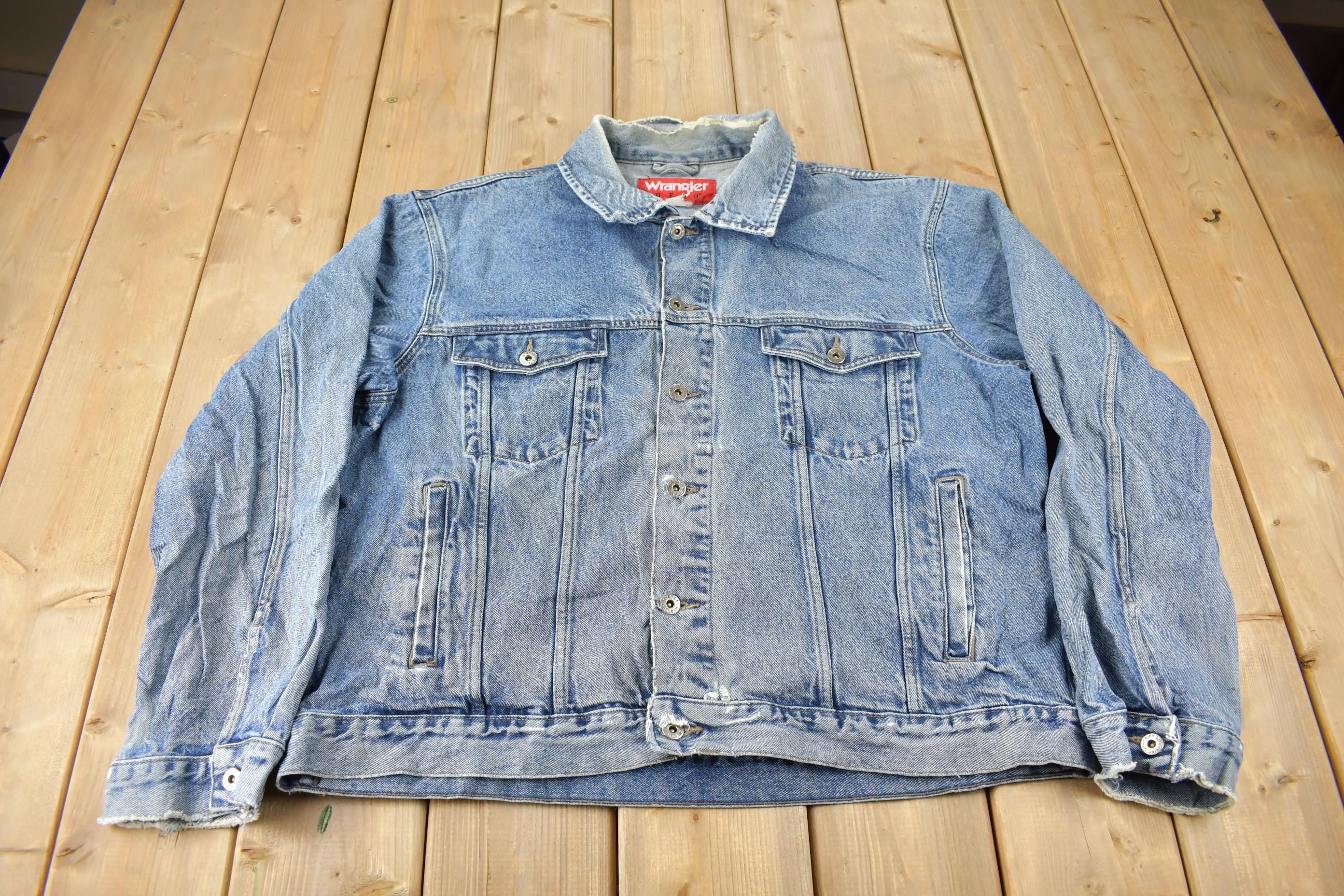 Vintage 1980s Wrangler Hero Light Wash Jean Jacket Size XXL
