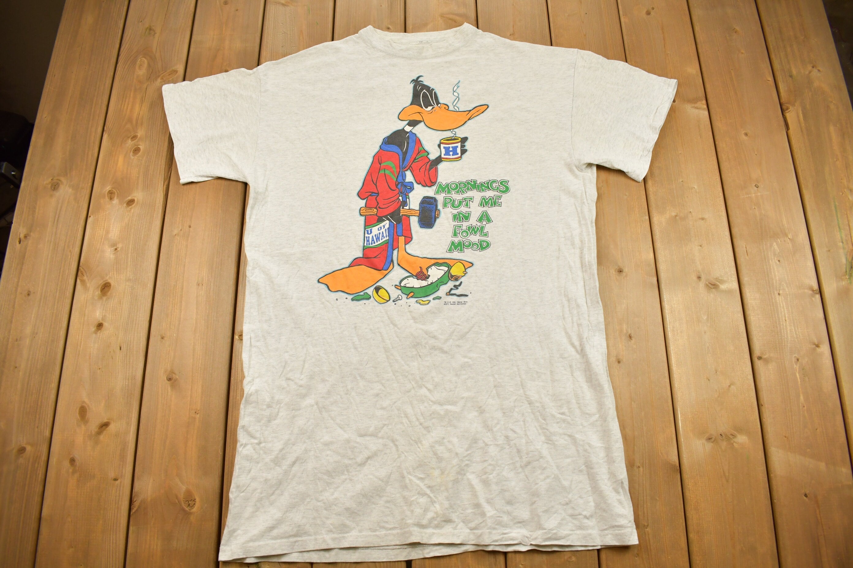 Vintage 1994 Daffy Duck Looney Tunes Morning Coffee Graphic T Shirt