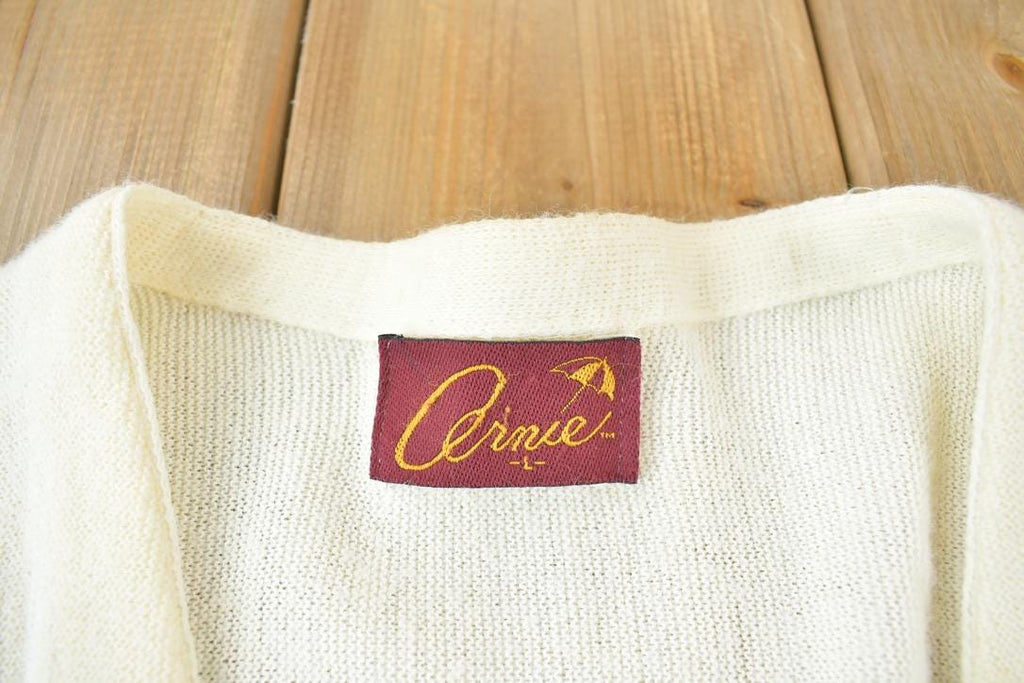Vintage 1980s Arnie Knit White Cardigan Sweater