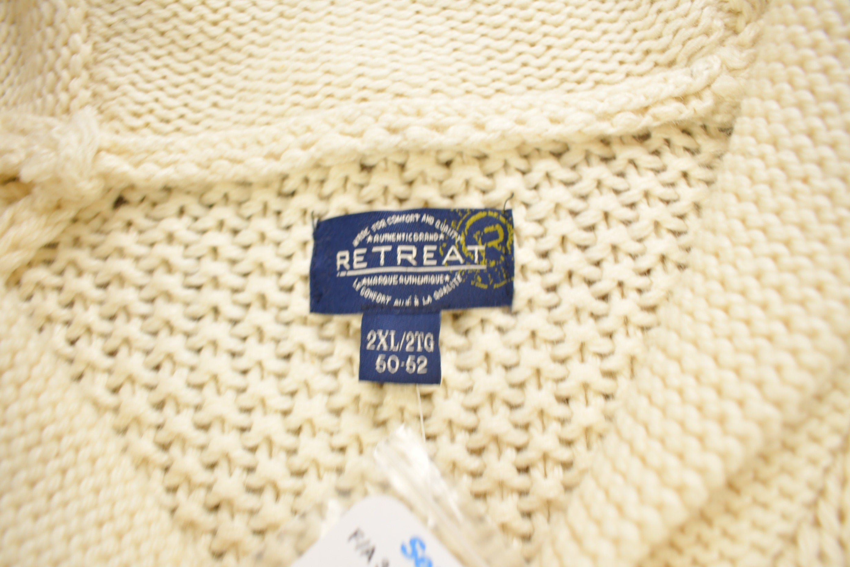Vintage 1990s Deadstock Retreat Cable Knitted Cardigan Sweater