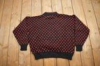 Vintage 1990's Basket Yarn Womens Floral Knit Mock Neck Sweater /