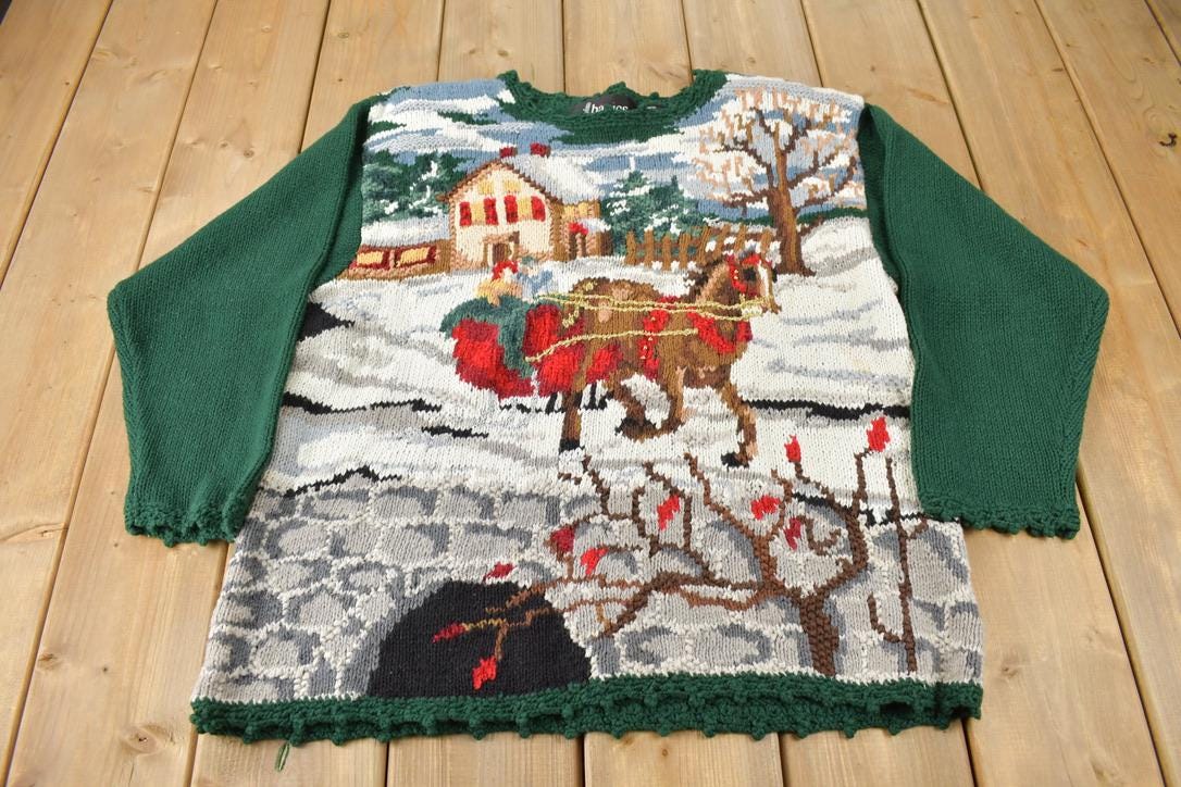 Vintage 1990s Stefano Basics Christmas Theme Knit Crewneck Sweater