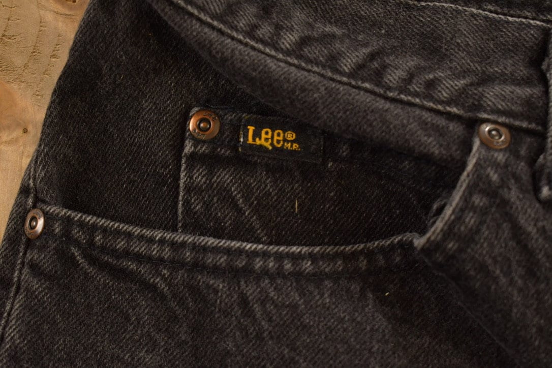 Vintage 1990s Lee Black Denim Straight Leg Jeans Size 36 x 29