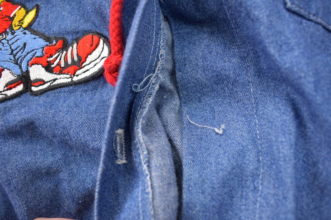 Vintage 1990s Tweety Bird Denim Button Up Hooded Shirt  90s Button Up  Looney Tunes  Denim  Button Down