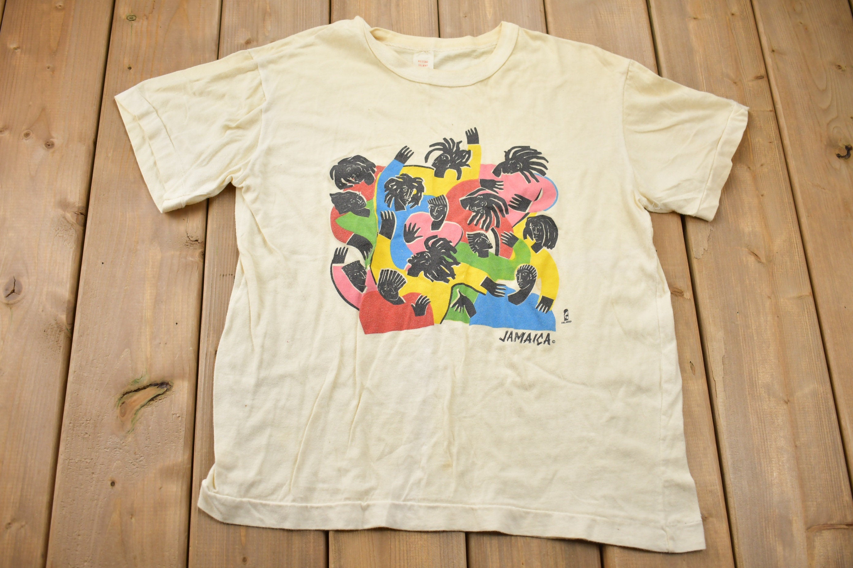 Vintage 1980s Jamaica A Lot of People Friends Souvenir T Shirt