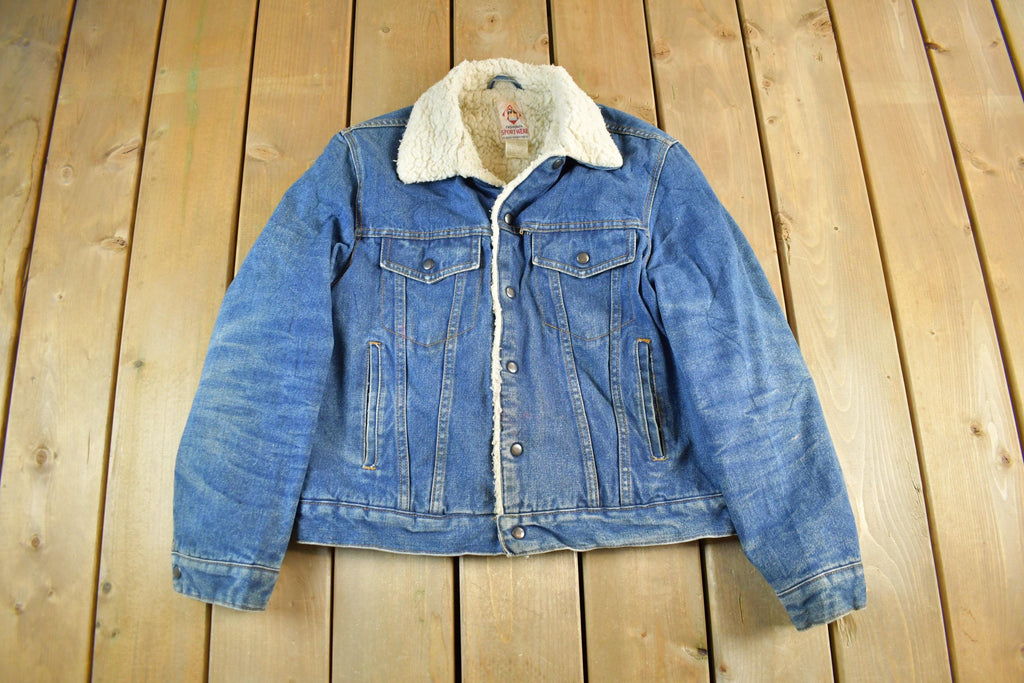 Vintage 1990s Fashioned Sportswear Sherpa Lined Denim Jean Jacket Men's Medium