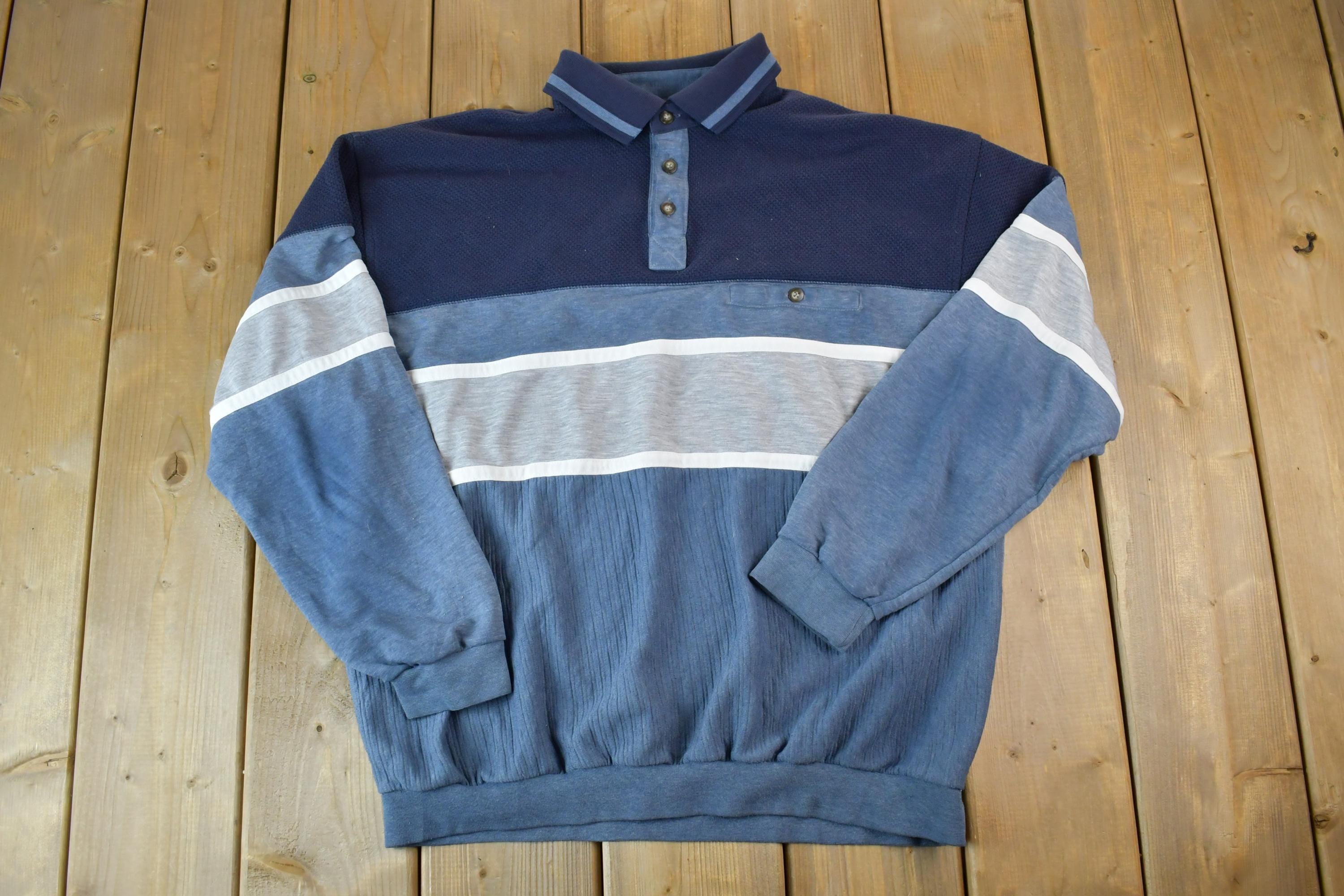 Vintage 1990s LD Sport Quarter Button Collared Crewneck Sweatshirt