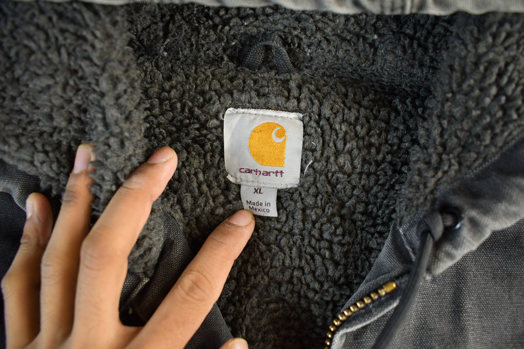 Vintage 2000s Carhartt Hooded Sherpa Lined Jacket Mens XL