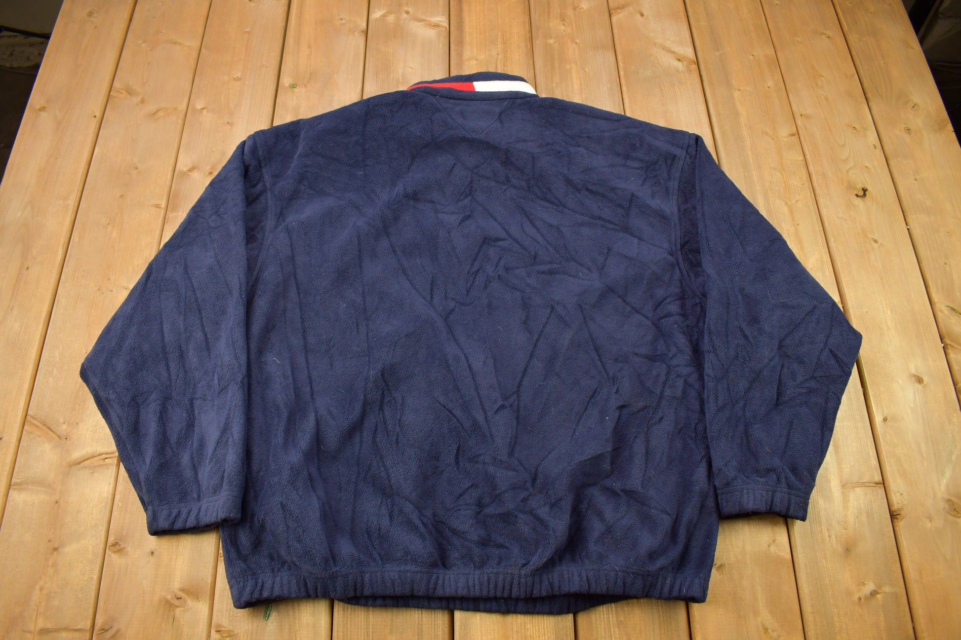Vintage 1990s Tommy Hilfiger Flag Collar Quarter Zip Fleece Sweater