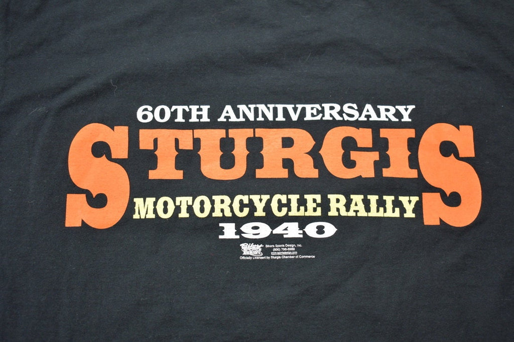 Vintage 2000 Sturgis Road Rebel 60th Anniversary Skull Flames T-Shirt Motorcycles