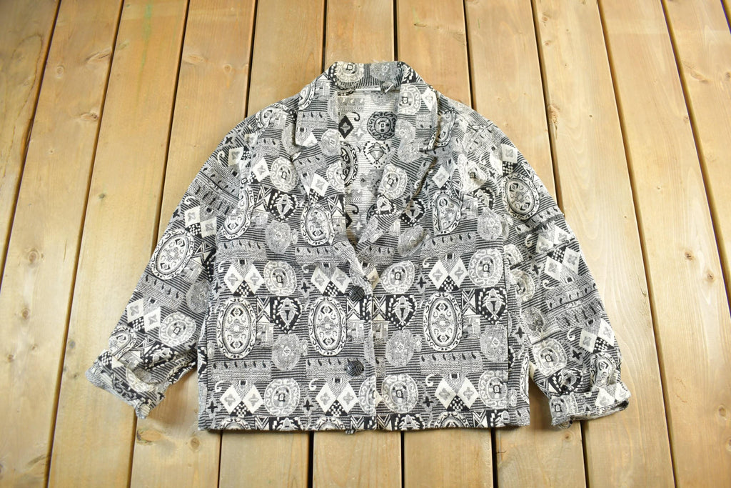 Vintage 1990s Chicos Design All Over Print Quilted Blazer Women's S-M