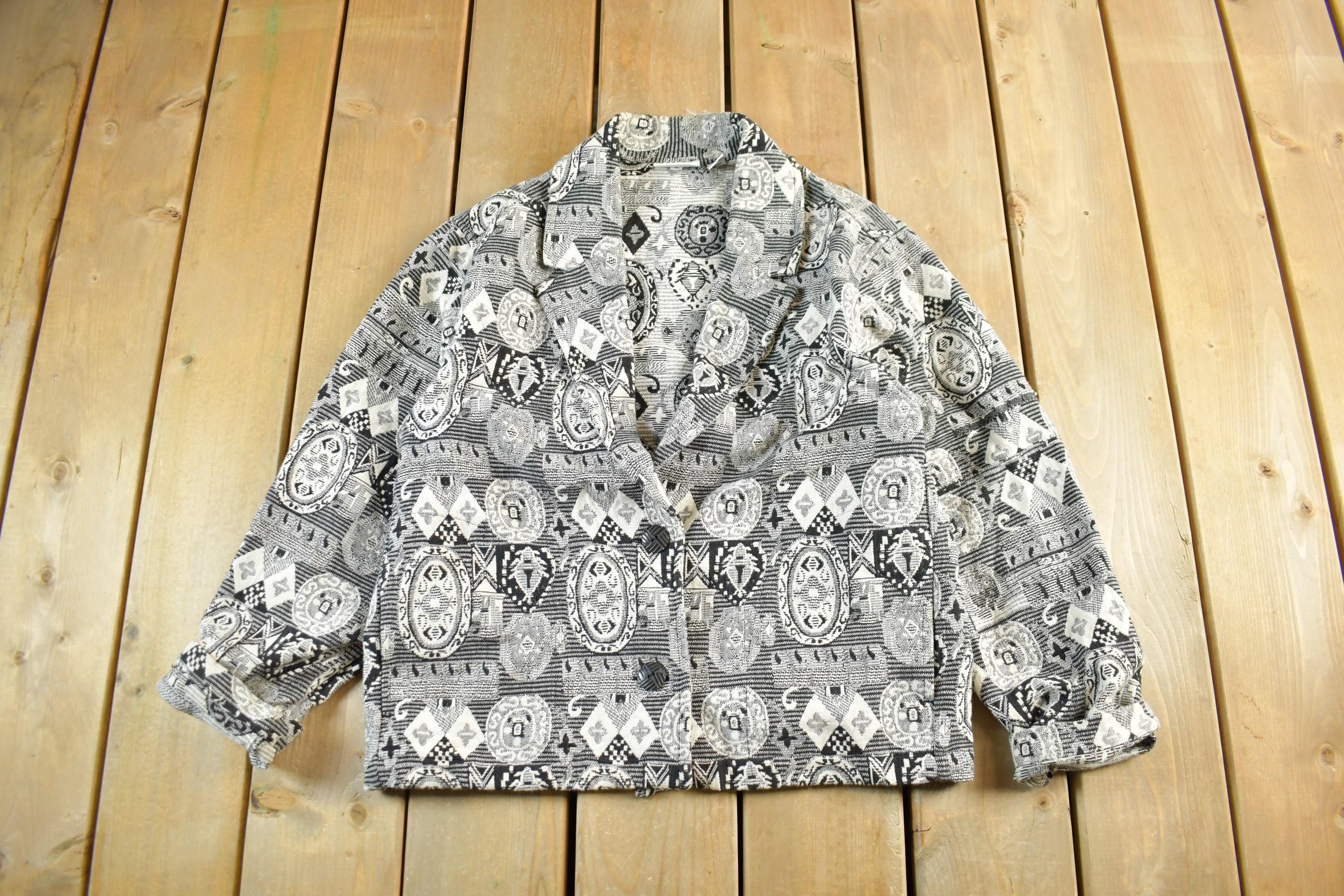 Vintage 1990s Chicos Design All Over Print Quilted Blazer Women's S-M