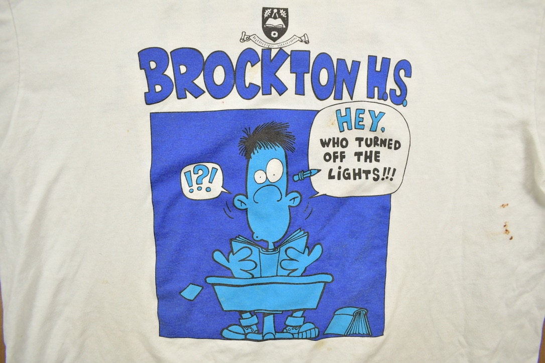 Vintage 1990s Brockton H.S Funny Graphic T-Shirt