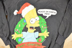 Vintage 1990 The Simpsons Santa Bart Simpson Peace On Earth Man Christmas Crewneck Sweatshirt Men's M