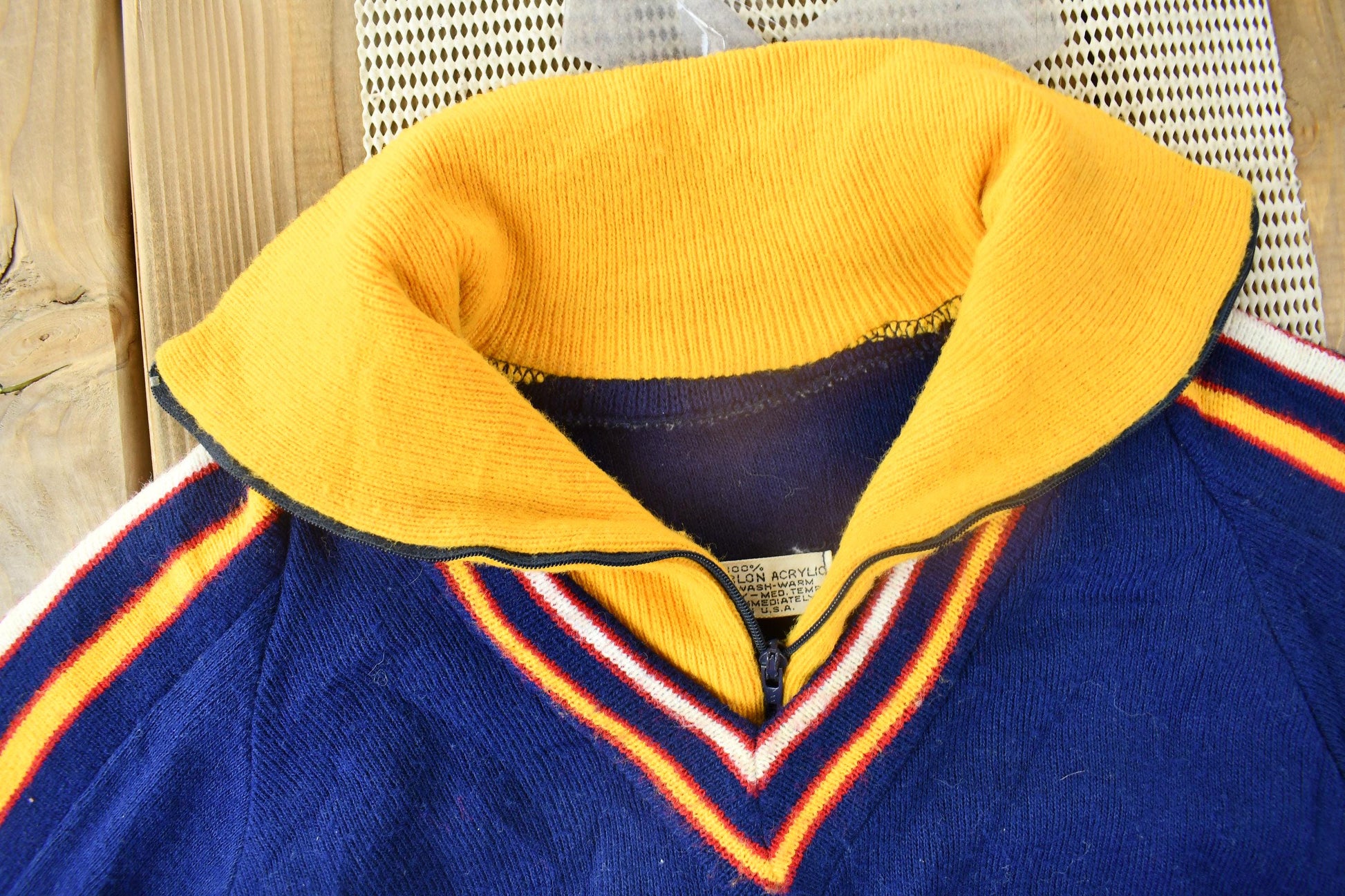 Vintage 1970s Zip Collar Knit Sweater