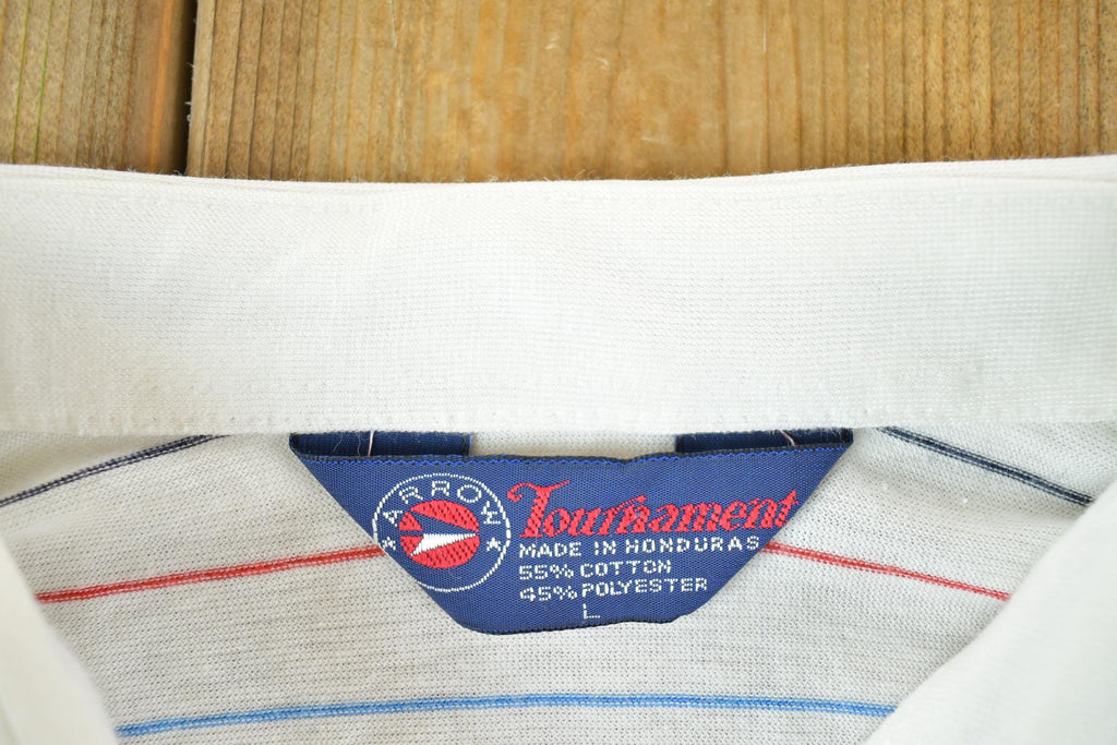 Vintage 1980s Arrow Tournament Quarter Button Up Shirt Men's L