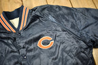 Vintage 1980s Chicago Bears NFL Satin Snap Button Bomber Jacket